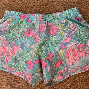 Lilly Pulitzer Womens XS Amalfi Blue Best Fishes Ocean Trail Short Luxletic